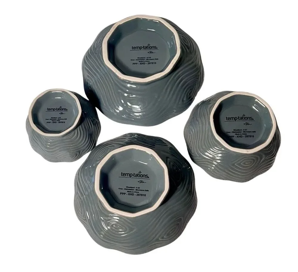 Temp-tations Gray Woodland Nesting Pedestal  Bowl Set of 4